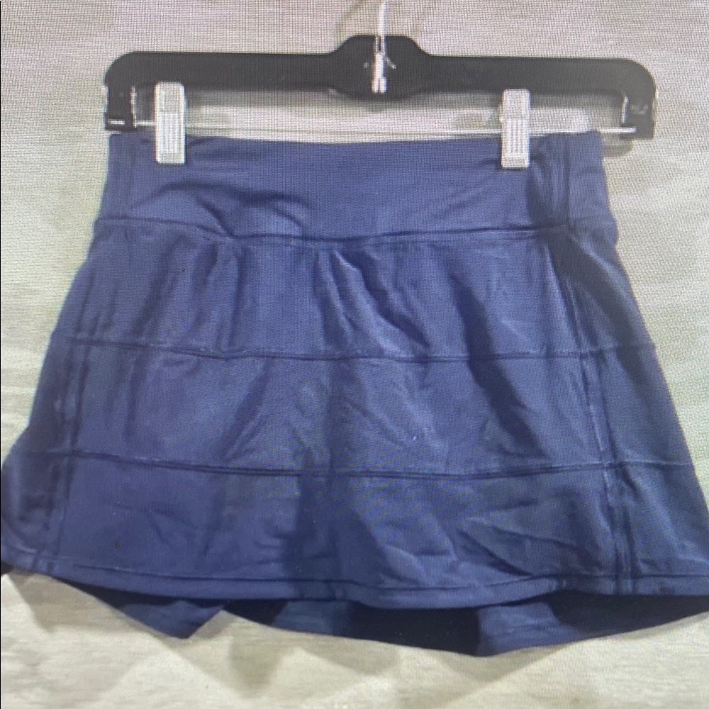 Lululemon Pace Rival Mid Rise Skirt Skort SZ 2 Navy Blue Tennis Pickleball Run